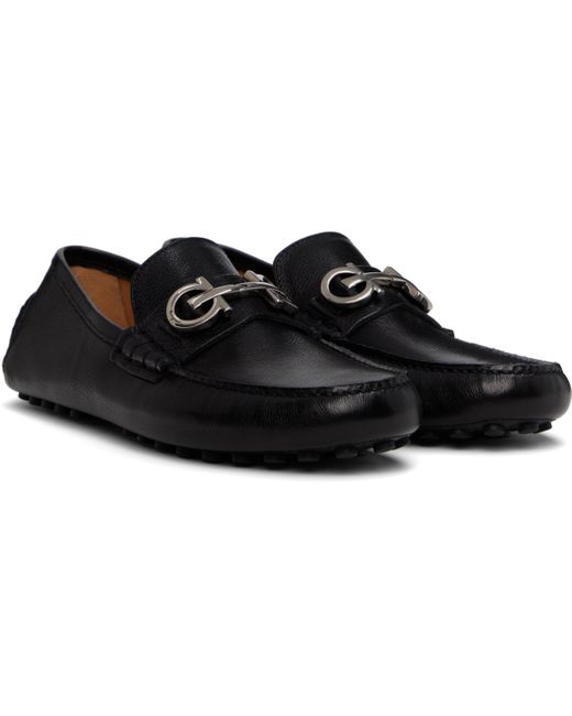 メンズ Ferragamo ブラック Gancini Ornament ドライビングシューズ Black