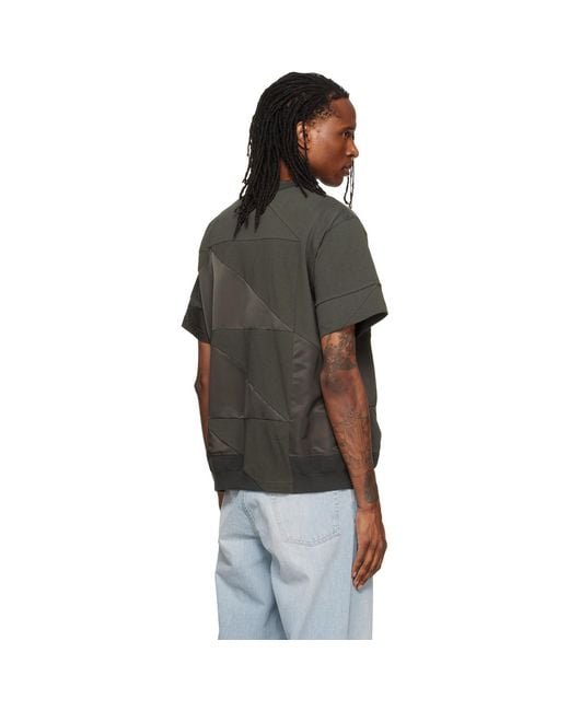 Sacai Black Khaki A.P.C. Edition Quilts T-Shirt for men