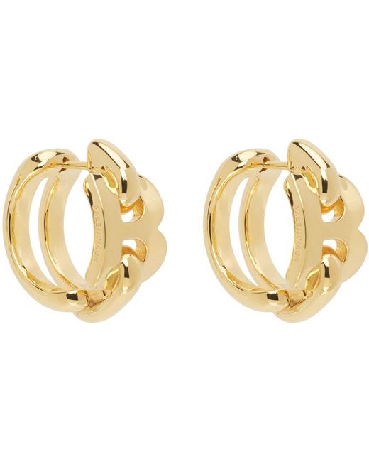 Balenciaga Metallic Gold B Chain Hoop Earrings