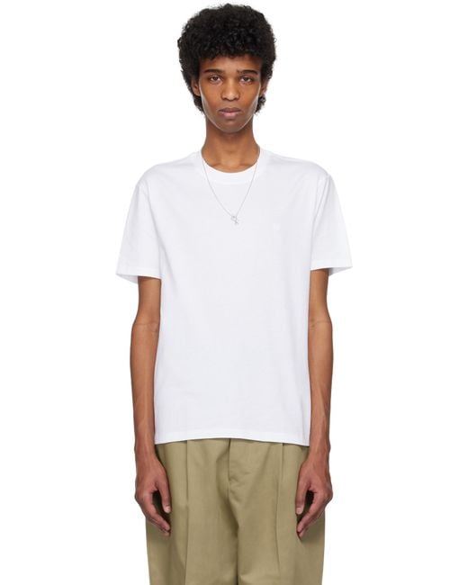 AMI White Cotton Ami De Coeur T-Shirt for men