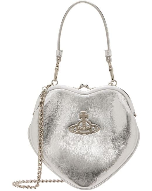 Vivienne Westwood White Silver Belle Heart Frame Bag