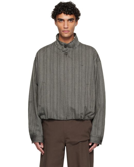 Wooyoungmi Gray High-Neck Banded Wool Jacket for men