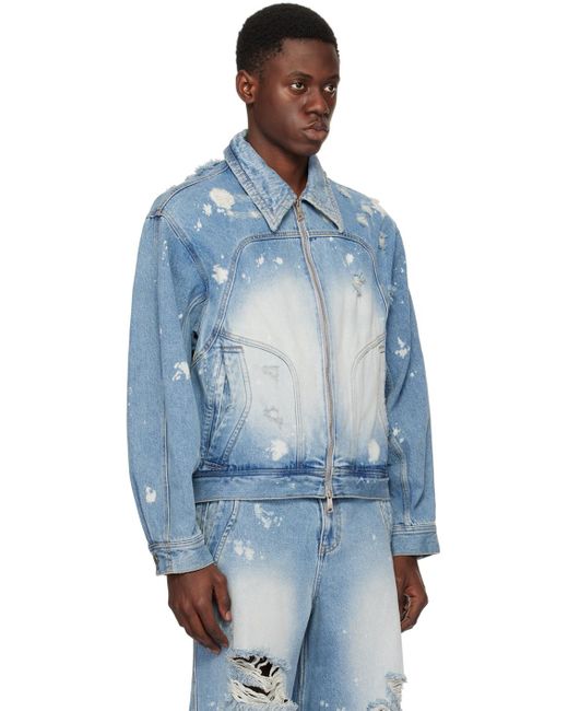 Adererror Blue Distressed Denim Jacket for men