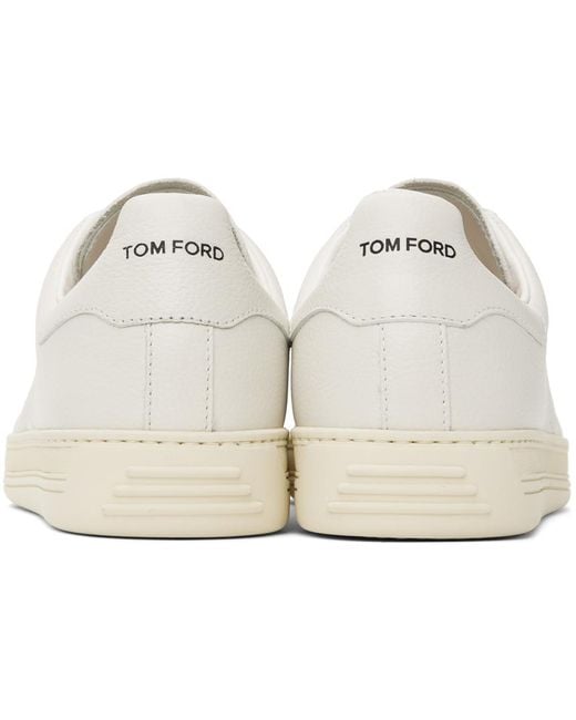 Tom Ford Black Off-white Warwick Grained Leather Sneakers for men