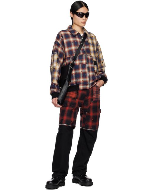 Givenchy Red Multicolor Check Bomber Jacket for men