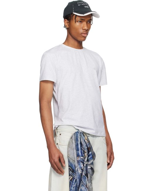 メンズ Acne グレー レギュラーフィット Tシャツ White