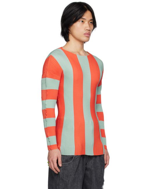 Sunnei Red Pleated Stripe T-shirt for men