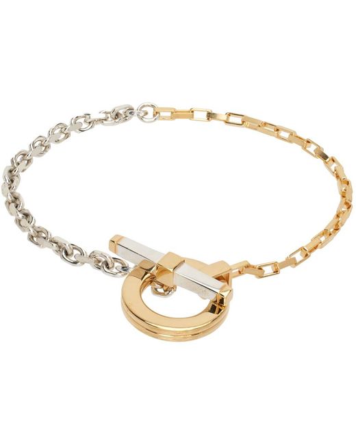 Bottega Veneta Black Gold & Silver Key Chain Bracelet for men