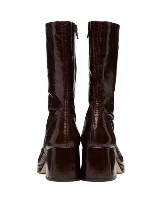 Miista Brown Cass Patent Boots