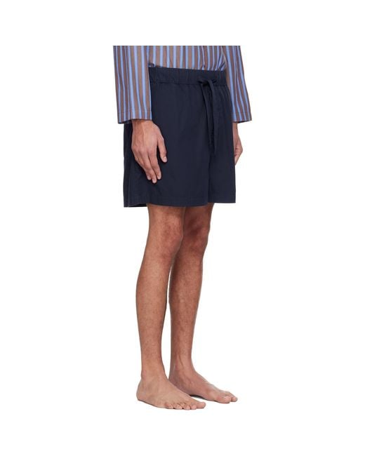 Tekla Blue Poplin Pyjama Shorts for men