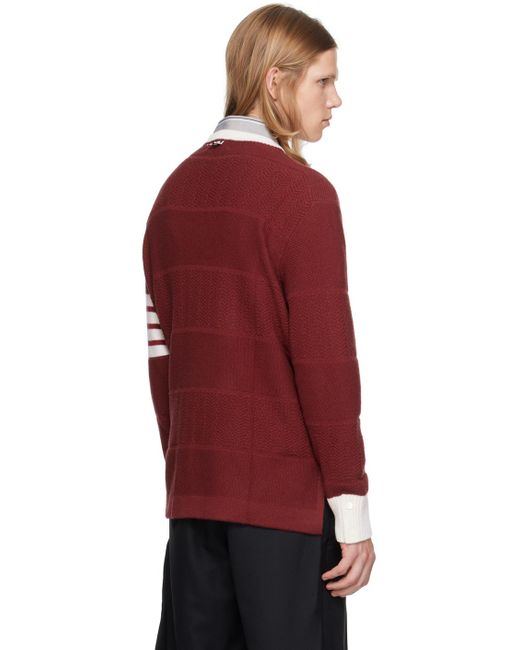 Thom Browne Red Thom E 4-bar Rugby Sweater for men