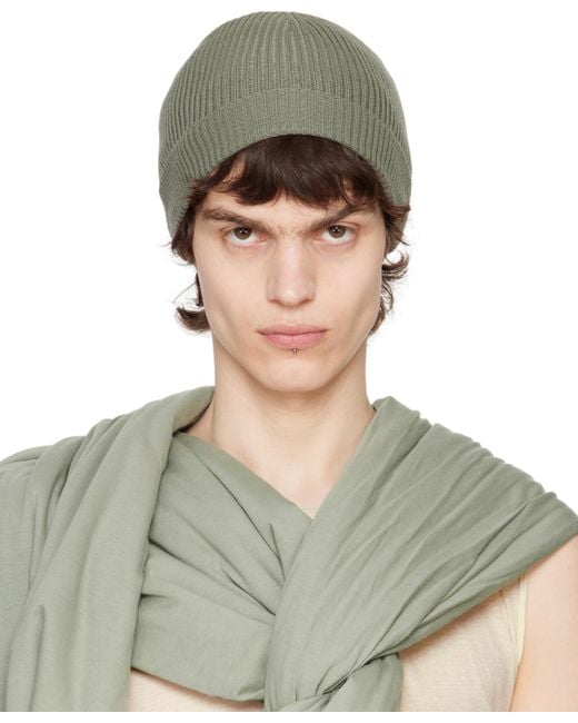 Rick Owens Green Hollywood Ribbed Beanie for men
