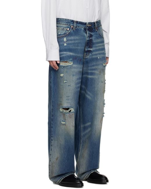 Vetements Blue Distressed baggy Jeans for men
