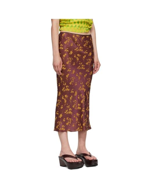 Dries Van Noten Brown Floral Midi Skirt