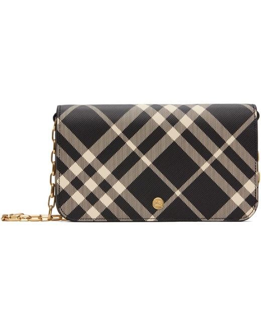 Burberry Black Textured Check Chain Shoulder Bag