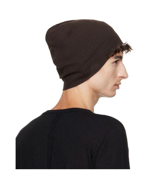 Rick Owens Black Tower Ribbed Beanie for men