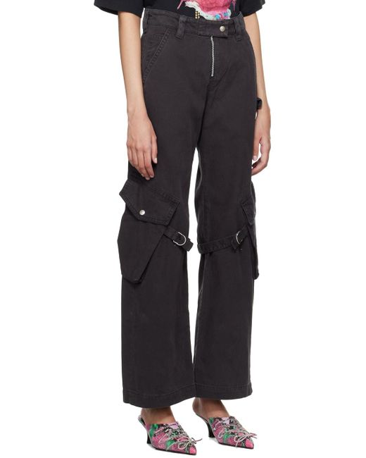 Acne Black Cargo Pocket Trousers