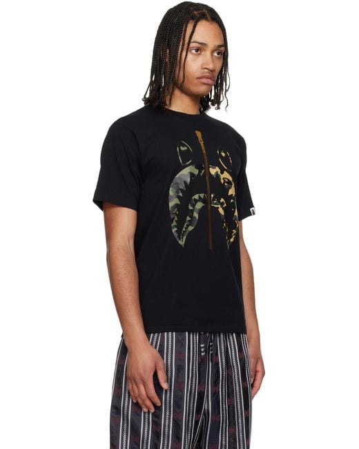 A Bathing Ape Black 1St Camo Separate Shark T-Shirt for men