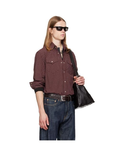 TONYWACK Red Check Western Shirt for men