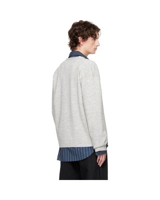 J.W. Anderson Gray V-Neck Zip-Up Cardigan for men