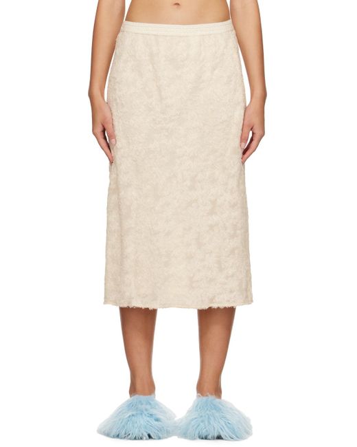 Song For The Mute Natural Off- shaggy Midi Skirt