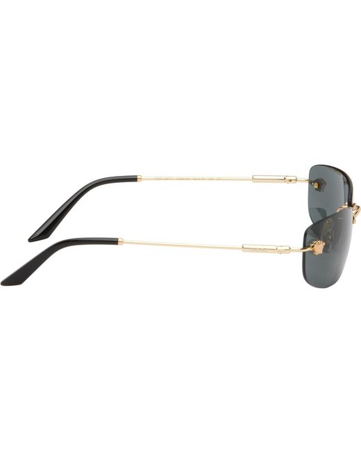 Versace Gray Rimless Rectangle Medusa Sunglasses