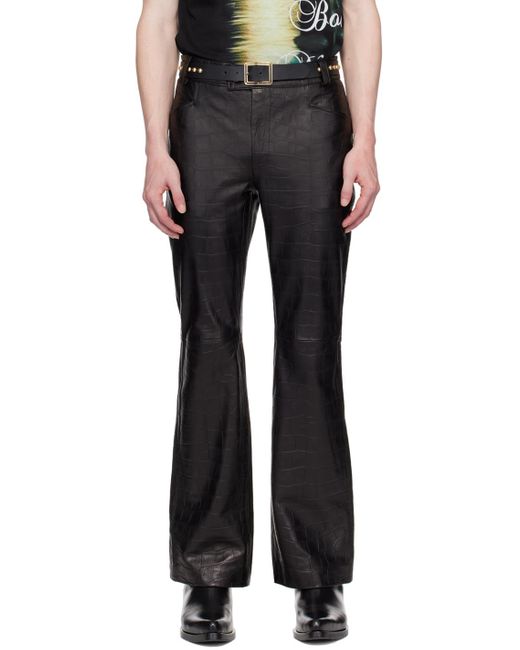 Ernest W. Baker Black Croc-embossed Leather Pants for men