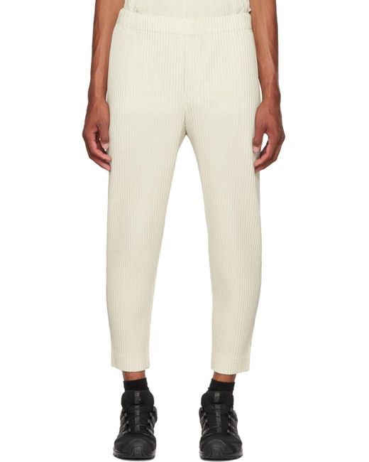 Homme PlissÃ© Issey Miyake Synthetic Off- Monthly Color June Trousers in Ivory (White) for Men | Lyst