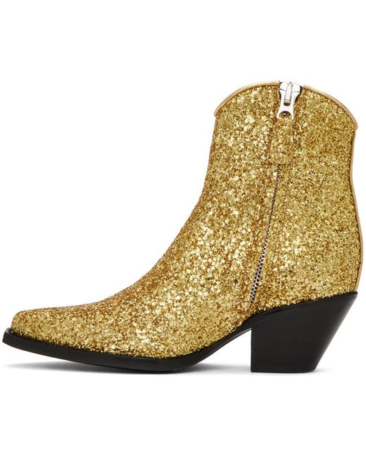 R13 Yellow Gold Skinny Ankle Cowboy Boots