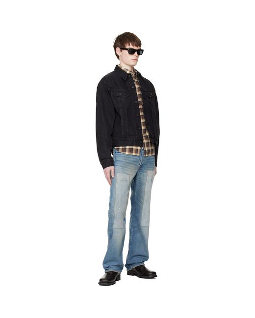 RRL Black Worn-In Denim Trucker Jacket for men