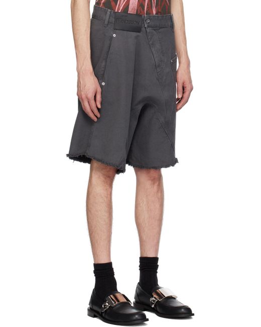J.W. Anderson Black Gray Twisted Shorts for men