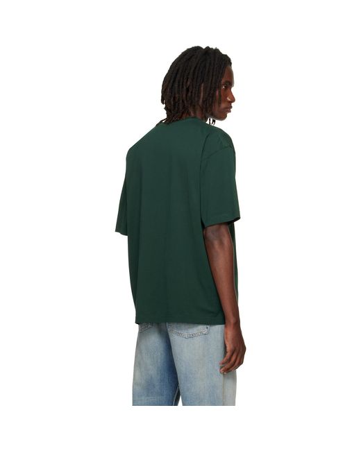 Acne Green Embroidered-Logo T-Shirt for men