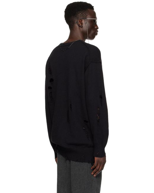 Yohji Yamamoto Black Distressed Sweater for men