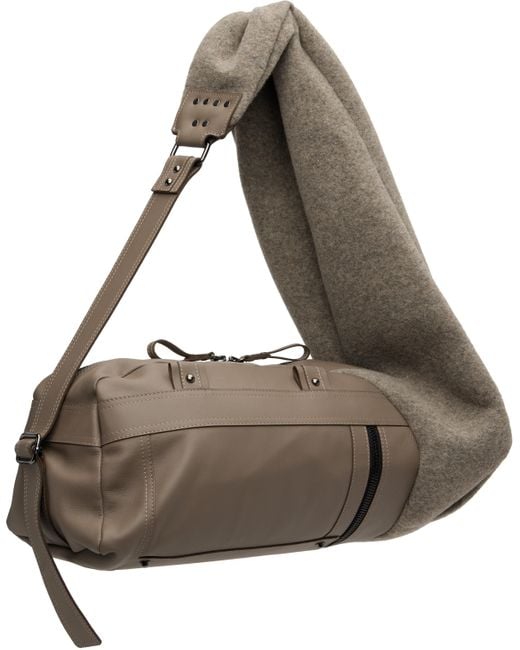 OTTOLINGER Gray Taupe Neoprene Wool Leather Bag
