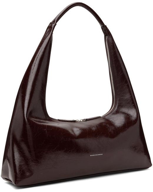MARGE SHERWOOD Brown Crinkled Leather Shoulder Bag