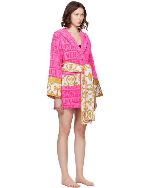 Versace Pink 'I Heart Baroque' Short Bathrobe
