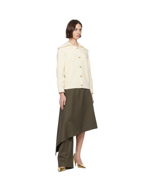 Bottega Veneta Multicolor Khaki Wool Subtle Stripe Skirt Trousers