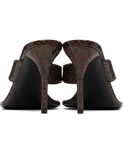 Sandales À Enfiler Brunes En Cuir D'Élaphe À Bride De Style Tong Alaïa en coloris Black