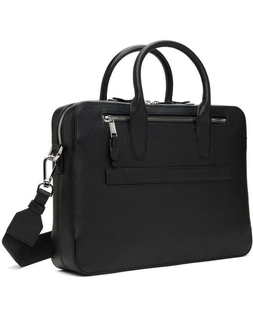 BOSS by HUGO BOSS Black Grained Leather Document Briefcase for Men | Lyst