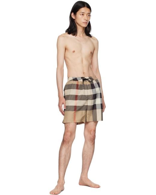 Burberry Multicolor Beige exaggerated Check Swim Shorts for men