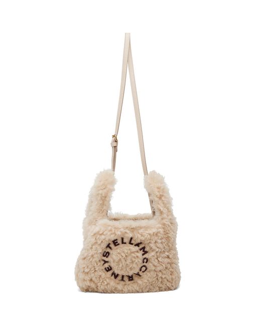 Stella McCartney Natural Logo Faux-Shearling Shoulder Bag