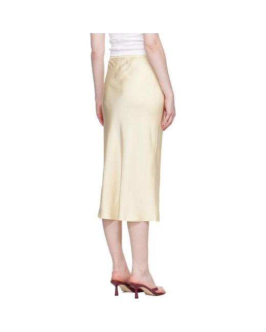 Anine Bing Natural Bar Silk Midi Skirt