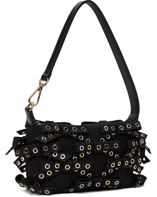 Ganni Black Denim Small Butterfly Pouch Bow Bag