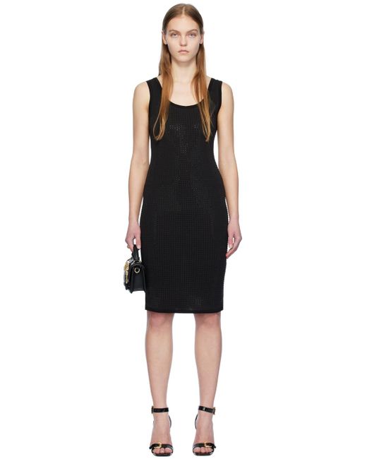 Versace Black Crystal-cut Midi Dress