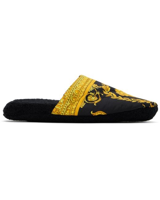 Versace Black 'i Heart Baroque' Slippers for men