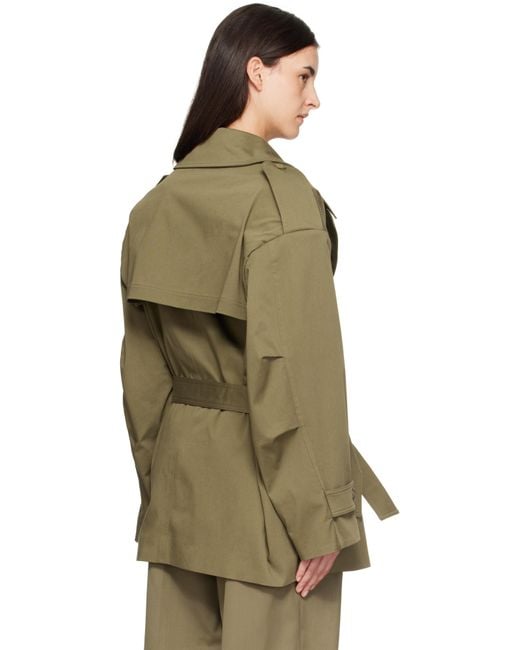 Frankie Shop Green Khaki Zurich Oversized Short Trench Coat