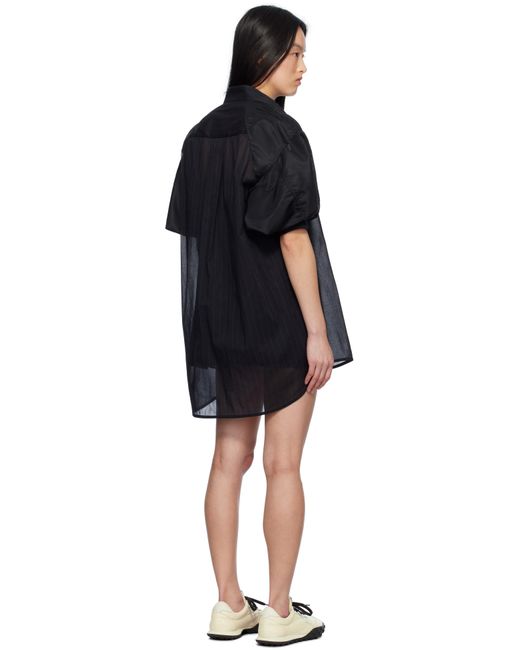 Sacai ブラック High Twist Voile & Nylon Twill ミニドレス Black