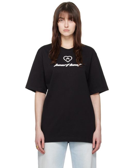 MARINE SERRE Black Heart Beat Organic-cotton T-shirt