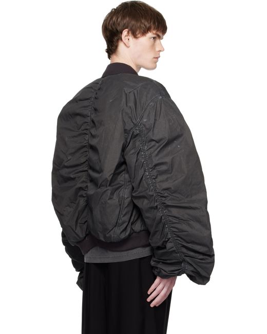 we11done Black Washed Nylon Bomber Jacket for men