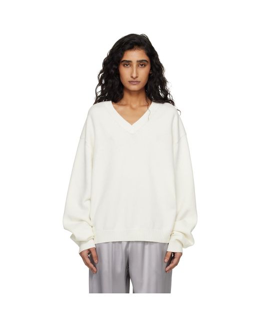 Skims White 'Sweater Knits' Pullover V-Neck Sweater
